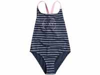 Roxy Bico Basic Stripe - Hinten überkreuzter Badeanzug für Mädchen 6-16 Blau