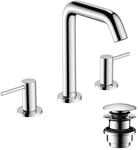 hansgrohe Tecturis S - 3-Loch Waschtischarmatur mit Push-Open Ablauf, Wasserhahn Bad