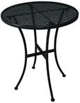 Bolero Runder Bistrotisch mit Stahlmuster, 600 mm, Schwarz, Stahlrahmen und -platte,