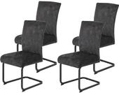 Hela Tische, 4er Set Esszimmerstuhl Rachel, Schwingstuhl, Microfaser Samt...