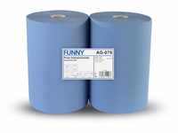 Funny AG-079 Putzpapierrollen, 3 lagig, Recycling Blau, Circa 36 cm, 500 Blatt,...