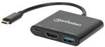 Manhattan USB-C Dock/Hub, Ports (x3): HDMI, USB-A and USB-C, with Power Delivery