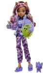 MONSTER HIGH Puppe und Sleepover Zubeh&ouml;r, Clawdeen Wolf Puppe mit Pet Cat Crescent,