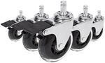 hjh OFFICE 729401 B&uuml;rostuhlrollen ROLO SKATE Silber/Transparent 5 x Hartbodenrollen