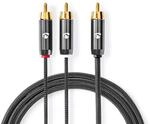Nedis Subwoofer Kabel - RCA Stecker - Vergoldet - 3 m - rund - Aluminium -