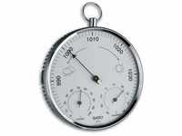 TFA Dostmann Analoge Wetterstation, mit Metallring, Barometer, Thermometer,