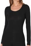 Schiesser Damen Langarm Unterhemd-Personal Fit Wander-Shirt, schwarz_155414, M