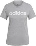 Adidas Damen Essentials Slim Logo Tee, Medium Grey Heather/White, S