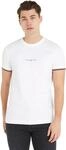 Tommy Hilfiger Herren T-Shirt Kurzarm Logo Tipped Rundhalsausschnitt, Wei&szlig;...