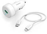 Hama KFZ Ladeger&auml;t 20W (USB C - Lightning, Power Delivery, 1m, f&uuml;r Apple iPhone,