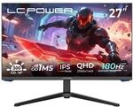 LC-POWER QHD Gaming Monitor 27 Zoll, Fast IPS-Panel, 2560x1440, 180Hz, 1ms, 99% sRGB