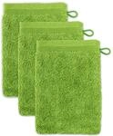 m&ouml;ve Superwuschel Waschhandschuh 15 x 20 cm aus 100% Baumwolle, peridot 3er Set