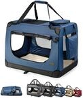 lionto Hundetransportbox, Faltbar, f&uuml;r Reise & Auto, 70x52x50 cm, Blau