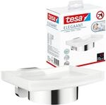 tesa ELEGAANT Seifenschale mit Wandhalterung, satiniertem Glas und verchromtem