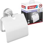 tesa Moon Toilettenpapierhalter mit Deckel, verchromt - WC-Rollenhalter zur