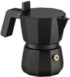 Alessi Moka DC06/1 B - Design Espressokocher aus Gu&szlig;aluminium, Griff und Knopf aus