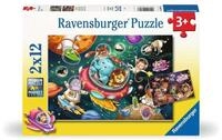 Ravensburger Kinderpuzzle - 12000857 Tiere im Weltall - 2x12 Teile Puzzle f&uuml;r...