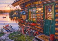 Schmidt 58531 Darrel Bush, Seeh&uuml;tte mit Fahrrad, 1000 Teile Puzzle