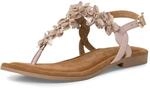 MARCO TOZZI Damen Sandalen mit Absatz aus Leder mit Blumendekor, Beige (Powder Comb),