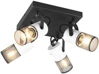 Trio Leuchten Deckenleuchte Tosh 804300434, Metall Schwarz matt, Holz Wei&szlig;, exkl. 4x
