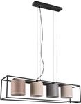 Trio Leuchten Pendelleuchte Ross 303100417, Metall Schwarz matt, Schirm Stoff