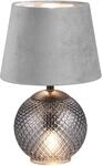 Reality Leuchten Tischleuchte Jonna R51242054, Sockel Glas rauchfarbig, Schirm Samt