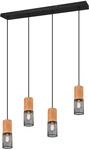 Trio Leuchten Pendelleuchte Tosh 304300432, Metall Schwarz matt, Holz, exkl. 4x...