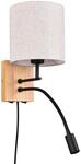 Trio Leuchten Wandleuchte Nilam 212879236, Holz naturbelassen, Schirm Stoff,...