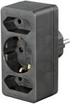 Hama Steckdosenadapter (Steckdosenadapter 3fach, 2 Euro, 1 Schutzkontakt,