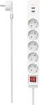 Hama Steckdosenleiste, 5-Fach, USB-C/A 18W, PD/QC&trade;, Schalter, Flachst., 1,4...