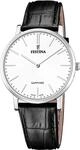 Festina Swiss Made Herrenuhr Analog aus Leder Schwarz | Quarzwerk,