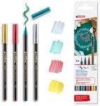 edding 1340 Metallic Pinselstift - Weihnachtsset - 4 Stifte - flexible...