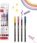 edding 1340 Glitzerstifte - mehrfarbig - 4 Pinselstifte mit intensivem...