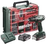 metabo Akku-Bohrschrauber BS 18 Set - 18 V, 74-tlg. Mobile Werkstatt -