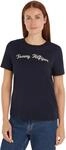 Tommy Hilfiger Damen T-Shirt Kurzarm Regular Rundhalsausschnitt, Blau (Desert...