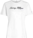 Tommy Hilfiger Damen T-Shirt Kurzarm Script Regular Rundhalsausschnitt, Wei&szlig; (Nos