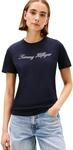 Tommy Hilfiger Damen T-Shirt Kurzarm Script Regular Rundhalsausschnitt, Blau (Nos