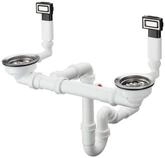hansgrohe Manuelle Ab- und &Uuml;berlaufgarnitur f&uuml;r Doppelbecken, edelstahl, D15-10