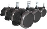hjh OFFICE 619038 5X Hartbodenrollen mit Feststellbremse 10mm / 65mm Stuhlrollen