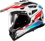 LS2 Motocrosshelme Pioneer II Namib white blue red 3XL