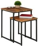 Relaxdays Beistelltisch 2er Set Metall quadratisch, braun/schwarz