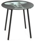 HAKU Beistelltisch rund Motiv schwarz Metall Couchtisch mit Sicherheitsglas 5...