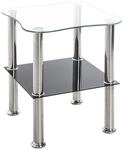 HAKU Couchtisch Edelstahl Glasplatte schwarz silberfarbener Beistelltisch