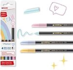 edding 1200 Glitzerstifte - Pastellfarben - 4 Fasermaler mit intensivem...