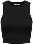ONLY Damen Onlvilma S/L Cropped Tank Top JRS Noos, Schwarz, S
