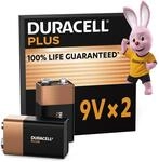 Duracell Plus 9V Blockbatterie, 2 St&uuml;ck, 9 Volt Batterie ideal f&uuml;r Rauchmelder,