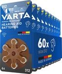 VARTA H&ouml;rger&auml;tebatterien Typ 312 braun, Batterien 60 St&uuml;ck Vorratspack,...