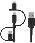 Belkin Universal-Kabel (3-in-1, USB-C-, Lightning-, Micro-USB-Ladekabel) Smartphones,