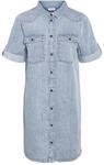 Noisy may Damen Kurzarm Kleid Midi Denim Blusenkleid Hemdkragen und...