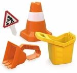 Hape Sandspielzeug-Set &bdquo;Baustelle &ndash; 4-teilig mit Baggerschaufel, Baueimer,